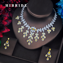 HIBRIDE Fashion Design Top Quality Yellow Cubic Zircon Jewelry Set For Women Bridal bijoux parures femmes Engagement Set N-660 2024 - buy cheap