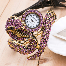 Relógios femininos de ouro de luxo serpentina pulseira strass relógio de vestido feminino moda relógio de pulso de quartzo relógio presentes 2024 - compre barato