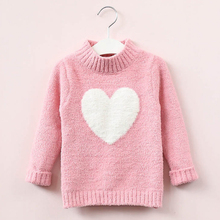 Suéter con patrón de corazón rosa para niña, suéter de manga larga cálido para Primavera, suéteres de punto para bebé, Top de 8 años, Tops con corazón para niña 2019 2024 - compra barato