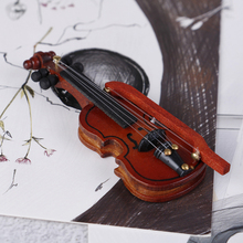 Wooden New Dollhouse Violin Mini Instruments Miniature Fiddle Wooden Instrument Fashion Doll House Decoration 2024 - buy cheap