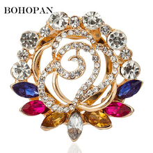 Luxury Rhinestone Hollow Rose Shape Brooch Fashion Jewelry Brooches For Women Brooch Flower Clothing Scarf Accessories Gift 2024 - buy cheap