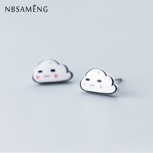 NBSAMENG 100% 925 Sterling Silver Earring Cute Cloud Stud Earrings For Women Girl Jewelry Multicolor Cartoon Contracted Gift 2024 - buy cheap