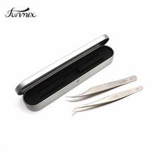 New Vetus False Eyelash Planting Tweezers Gold Feather / Dolphin Shape Stainless Steel Pinzas with Tinplate Case 2024 - buy cheap