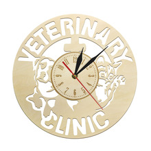 Veterinary Clinic Accessory Wood Wall Clock Veterinary Nurse Watch Vet Student Graduation Gift Vet Tech Caduceus Wall Art Decor 2024 - compre barato