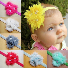 2018 Newborn Headbands Mini Lace Flowers Pearl For Children Headbands Girls Elastic Head Accessories 100Pcs/Lot Wholesale 2024 - buy cheap