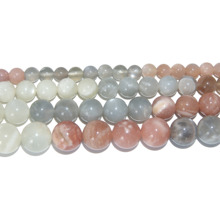 Natural Stone Colorful Moonstone Sunstone Round Loose Beads 6 8 10 12 MM Pick Size For Jewelry Making DIY Bracelet Necklace 2024 - buy cheap