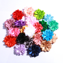 50PCS 4CM Mini Satin Ribbon Solid Flower For Hair Accessories Multilayer Star Shaped Silk Fabric Flowers For Girl Headband 2024 - buy cheap
