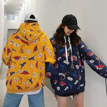 Ulzzang autumn female Harajuku fashion sweatshirt casual large size loose M-2XL dinosaur cartoon hooded ins Pullovers Sweatshirt 2024 - buy cheap