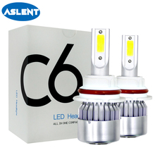 ASLENT C6 2PCS Car Headlights Bulb LED H7 H4 H11 H8 H9 H1 H3 H13 880 9004 9005 9006 9007 9003 HB3 HB4 H27 Auto LED Fog light 2024 - buy cheap