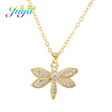 Juya Micro Pave Zircon Women's Fashion Dragonfly Pendant Necklaces For Women Bridal Jewelry Supplies 2024 - buy cheap