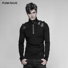 Fashion Punk Rock Gothic Personality Men's Steampunk Motocycle Casual street T-shirt Top WT525 2024 - buy cheap
