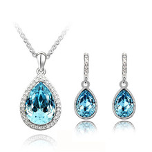 Lovely gift  quality Valentines Gifts austrian Crystal Tear Waterdropshipping fashion necklace earrings jewelry sets party 2024 - buy cheap