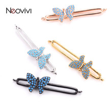 Os encantos vívidos da borboleta de neovi pavimentam o azul micro zircônia cúbica elegante longa faixa charme espaçador grânulos para joias que fazem descobertas 2024 - compre barato