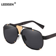 LEIDISEN 2018 Fashion Sunglasses Vintage Metal Glasses Luxury Brand Designer Men Mirror Sun Glasses Oversized Retro UV400 Shades 2024 - buy cheap
