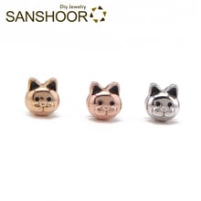 SANSHOOR Cute Cat Keeper Slide Charms Child Size Fit 8mm Mesh Bracelet Wrap Leather Wristband For Toddler Women Summer Jewelry 2024 - buy cheap