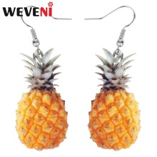 WEVENI Acrylic Tropic Pineapple Fruit Earrings New Long Dangle Drop Trendy Summer Jewelry For Women Girl Bijoux Female Gift 2018 2024 - buy cheap