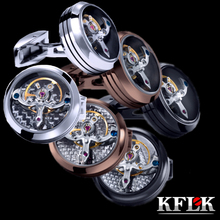 Kflk camisa botões de punho masculina, 3 cores, 2020 joias para homens marca, relógio, movimento, abotoaduras, joias 2024 - compre barato