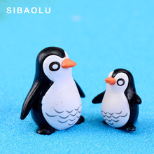 2pcs Penguin Father and Kid Figures lovely decorative mini fairy garden animals statue jardin miniature Moss ornaments resin 2024 - buy cheap