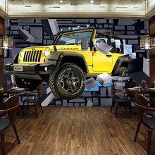 Custom Mural Wallpaper 3D Cartoon Jeep Car Broken Wall Fresco Restaurant Cafe Boy Kids Bedroom Backdrop Wall Decor Wallpaper 3 D 2024 - buy cheap