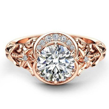 Женское кольцо с кристаллом сливы, Винтажное кольцо из розового золота с цирконием, подарок на помолвку 2024 - купить недорого