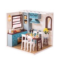 DIY Wooden Miniature Dollhouse Kitchen Toy Kits with Furniture and Accessories, Assembling Birthday Toy Gift for Children Teens 2024 - buy cheap