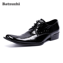 Batzuzhi/модная мужская обувь ручной работы; модельные мужские туфли из натуральной кожи черного цвета в деловом стиле; 2018; оксфорды на шнуровке; Zapatos Hombre; US12 2024 - купить недорого