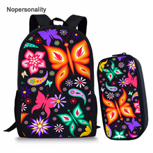Nopersonality bonito borboleta escola saco para meninas adolescentes 16 polegada poliéster schoolbag define elementar crianças sacos de livro 2024 - compre barato