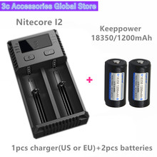 Keeppower 2pcs 18350 1200mAh P1835C2 protected li-ion rechargeable battery with Nitecore New I2 Digi charger LCD Intelligent 2024 - buy cheap