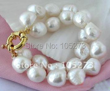 Big 2Rows Baroque AA10-13MM White Freshwater Pearl Bracelet Fashion Jewelry Wholesale New Free Shipping FN2151A 2024 - buy cheap