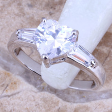 Super White CZ Silver Plated  Women's Jewelry Ring Size 6 / 7 / 8 / 9 R0465 2024 - buy cheap