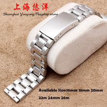 Pulseira prateada de aço inoxidável, pulseira de relógio para homens e mulheres, para ponta reta, 16mm, 18mm, 20mm, 22mm, 24mm e 26mm 2024 - compre barato