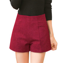 Новые осенние женские шорты с высокой талией, красные шерстяные шорты, женские тонкие облегающие шорты, широкие зимние свободные шорты большого размера, короткие шорты WZ470 2024 - купить недорого