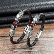 High Quality Fashion Braided Leather Bracelets Ladies Punk Stainless Steel Magnetic Buckle Men Bangles Christmas Gift Preferred 2024 - compre barato