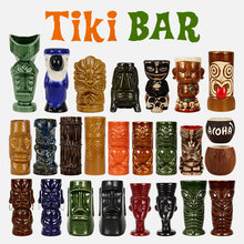 Taza de cóctel hawaiana Tiki, taza de cerveza para bebidas, taza de vino de cerámica, taza Tiki, ideal para bebida de cóctel 2024 - compra barato