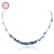 JZN0011Hot Sale Blue Opal Necklace New Trendy Jewelry for Women Top Quality Chain Necklace Christmas Gift 2024 - buy cheap