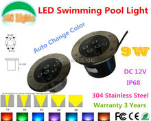 Auto Change Color RGB 9W Outdoor Underwater LED Light 12V Waterproof IP68 Swimming Pool Lights CE RoHS Pond Lamps Fountain Lamp 2024 - buy cheap
