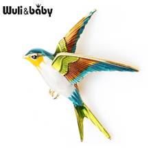 Wuli&Baby Enamel Flying Swallow Brooch Pins For Women Animal Bird Broche Jewelry Gift 2024 - купить недорого