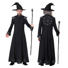 Purim Carnival Halloween Costumes Skull Wizard Magician Costume for Men Witch Cosplay for Women Fancy Cosplay Robe Gown 2024 - buy cheap