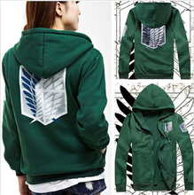 2 Colors Anime Attack on Titan Unisex Cosplay Costume Green/Black Hoodie Scouting Legion Hooded Jacket 2024 - buy cheap