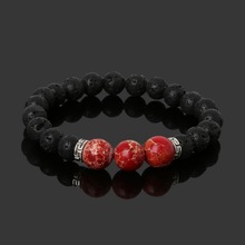 ¡Nueva llegada! Pulsera de cuentas de piedra de Lava negra Natural para hombre y mujer, brazalete de cuentas de equilibrio curativo de Chakra Reiki, joyería elástica de Yoga 2024 - compra barato