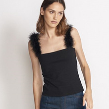 Fashion Faux Fur Black Bralette Crop Top Backless Shaggy Camis Short Sexy Camisole Tank Top Clothes 2019 Summer 2024 - buy cheap