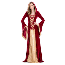 Medieval Dress Robe Women Renaissance Dress Princess Queen Costume Velvet Court Maid Halloween Costume Vintage Hooded Gown 2024 - buy cheap