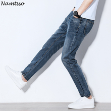 Summer Mens jeans New Fashion Men Casual Jeans Slim Straight Elasticity Feet Jeans Long Trousers hot sell Thin Style 2024 - buy cheap