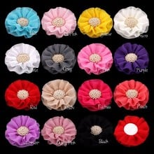 120pcs/lot 4" 15colors Big Ruffled Chiffon Artificial Fabric Flowers+Pearl For Hair Accessories For Wedding Decorative Gift 2024 - buy cheap