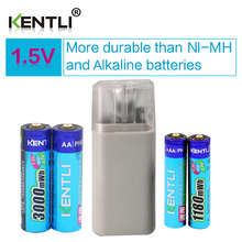 Batería de polímero de litio recargable, 4 Uds., 1,5 v, 1180mWh, 3000mWh, AA, AAA, 4 ranuras, aa, aaa, cargador de batería de iones de litio con linterna 2024 - compra barato