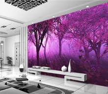 Custom 3d mural wallpaper tv backdrop Purple style forest 3d wallpaper landscape  3d mural paintings 2024 - buy cheap