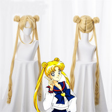Anime Sailor Moon doble cola de caballo Cosplay pelucas Usagi Tsukino peluca sintética resistente al calor Peluca de Cosplay para fiesta de Halloween para mujeres 2024 - compra barato