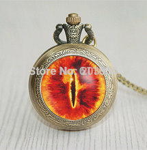 Handmade pocket watches 12pcs/lot into the eyes rings sauron brain pendant long chain mens watch steampunk 2017 antique charms 2024 - buy cheap