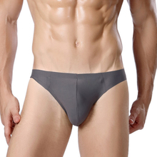 Marca cuecas masculinas de seda sem costura respirável cuecas masculinas macio confortável sexy cueca cueca masculina biquíni gay 2024 - compre barato