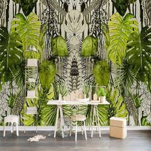 beibehang Nordic simple tropical plant turtle leaf background wall custom large fresco silk silk wallpaper papel de parede 2024 - buy cheap